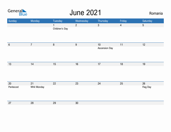 Fillable June 2021 Calendar