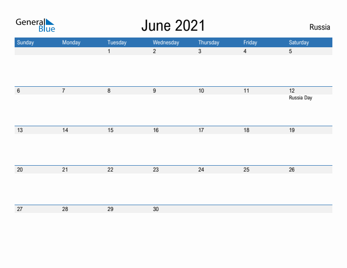 Fillable June 2021 Calendar