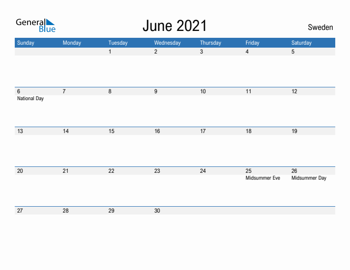 Fillable June 2021 Calendar