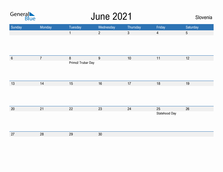 Fillable June 2021 Calendar