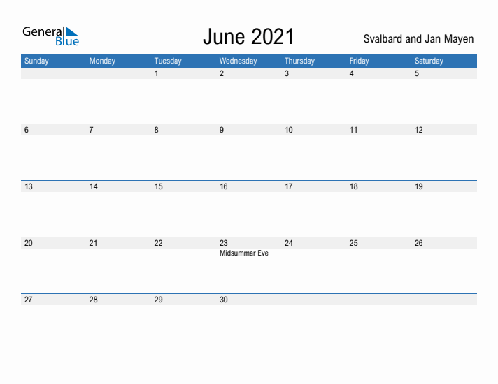 Fillable June 2021 Calendar