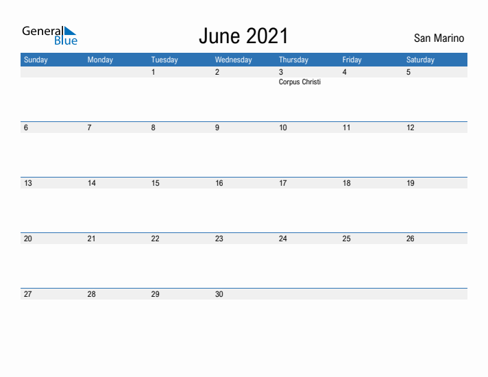 Fillable June 2021 Calendar