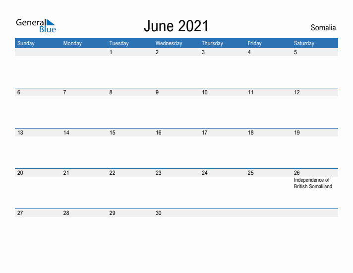 Fillable June 2021 Calendar