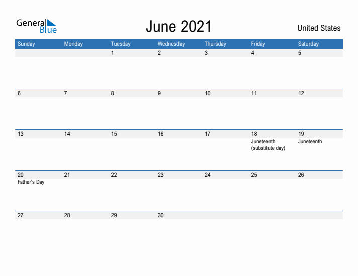 Fillable June 2021 Calendar