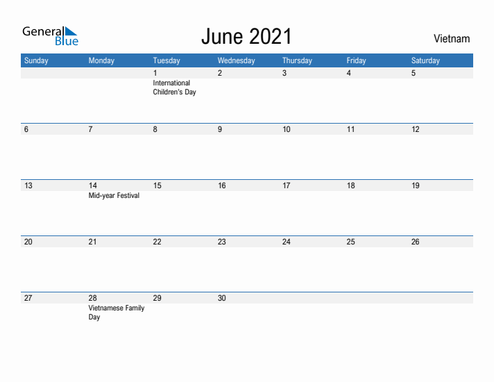 Fillable June 2021 Calendar