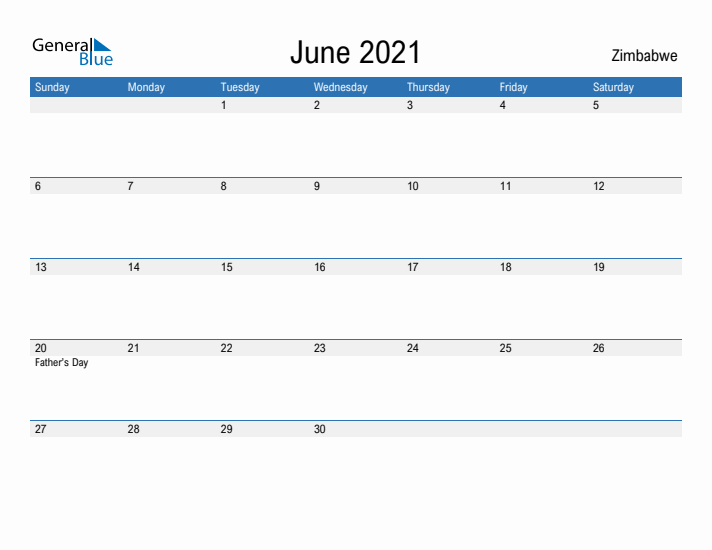 Fillable June 2021 Calendar