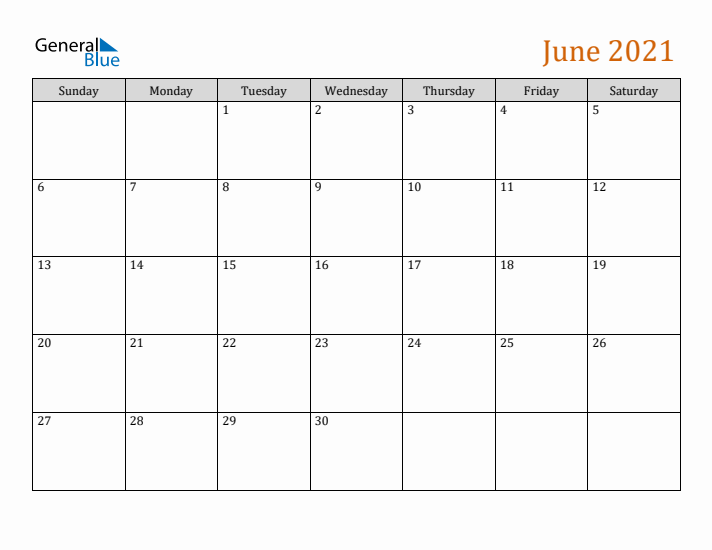 Editable June 2021 Calendar