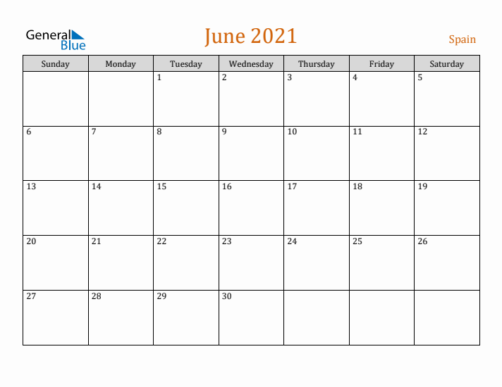 June 2021 Holiday Calendar with Sunday Start