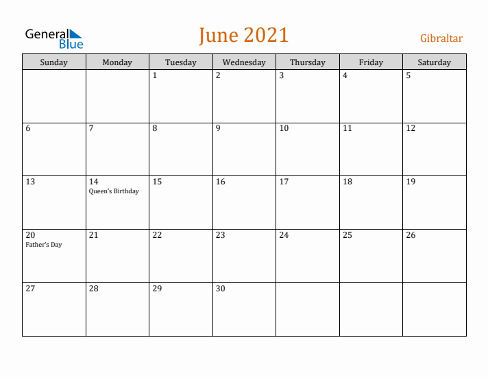 June 2021 Holiday Calendar with Sunday Start