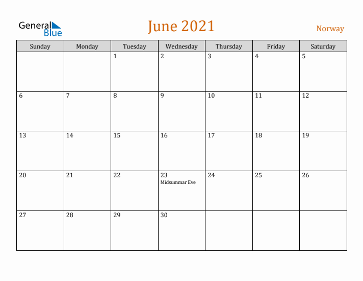 June 2021 Holiday Calendar with Sunday Start