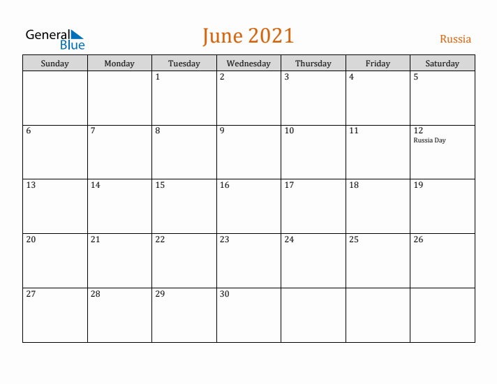 June 2021 Holiday Calendar with Sunday Start