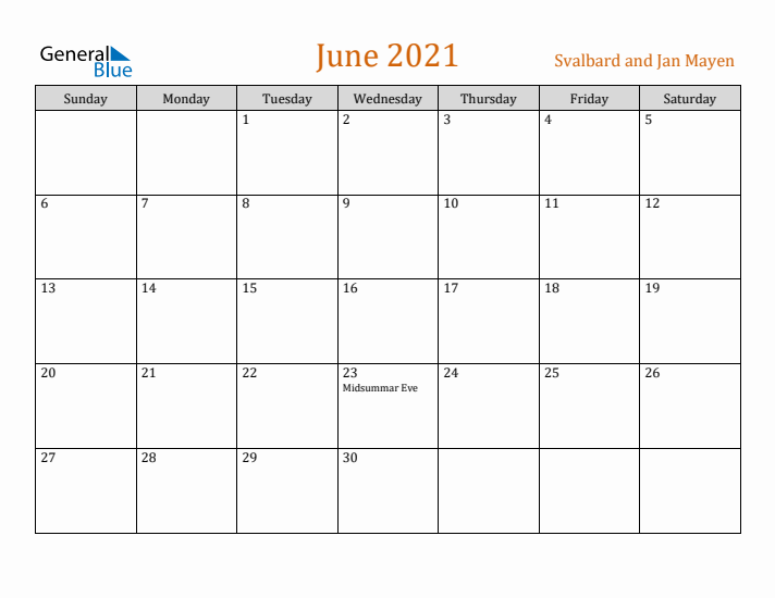 June 2021 Holiday Calendar with Sunday Start