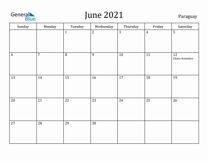 June 2021 Calendar Paraguay