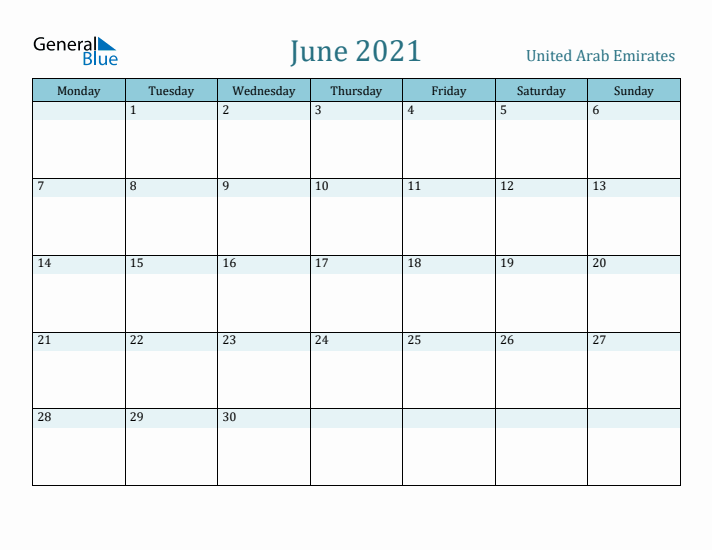 June 2021 Calendar with Holidays