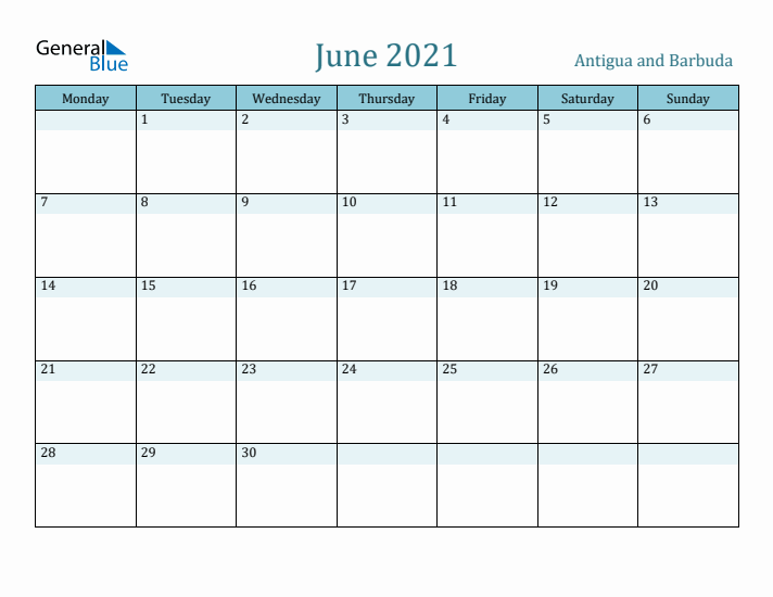 June 2021 Calendar with Holidays