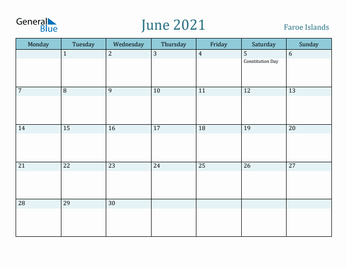 June 2021 Calendar with Holidays