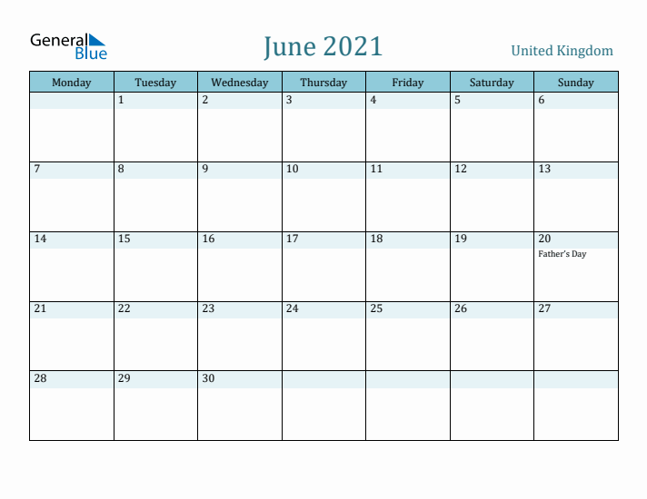 June 2021 Calendar with Holidays