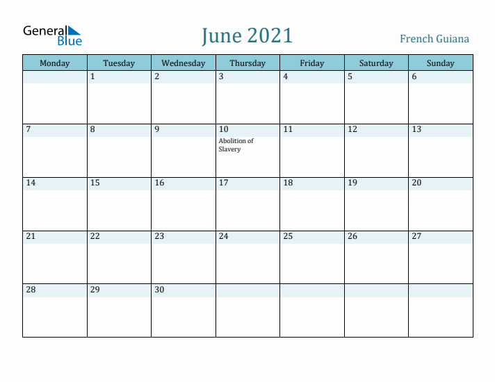 June 2021 Calendar with Holidays