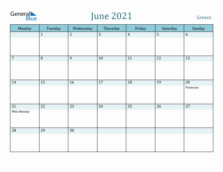 June 2021 Calendar with Holidays