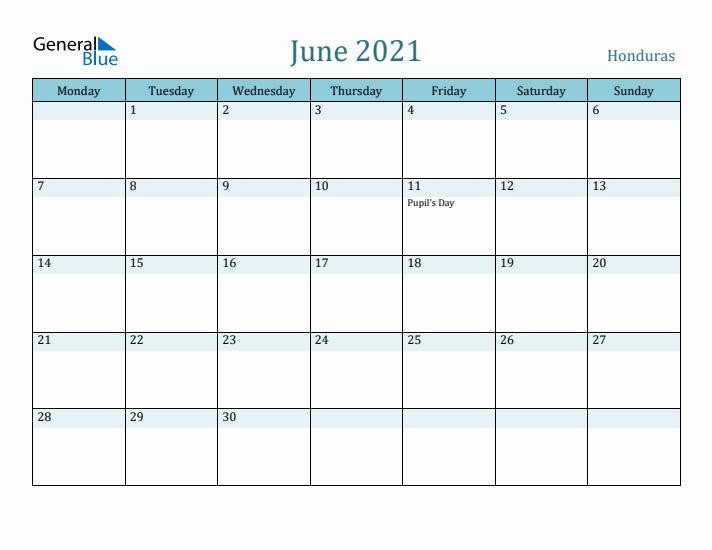 June 2021 Calendar with Holidays