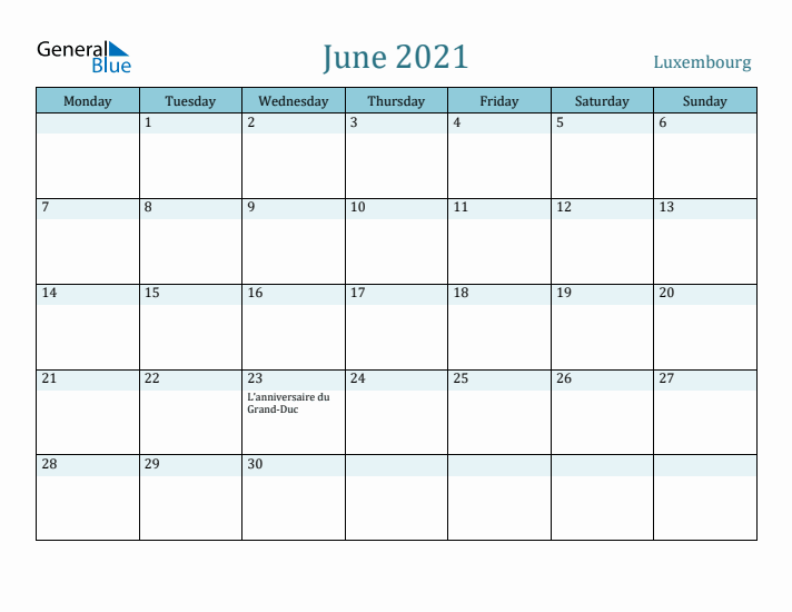 June 2021 Calendar with Holidays