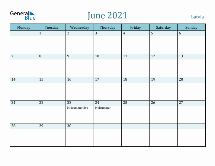 June 2021 Calendar with Holidays