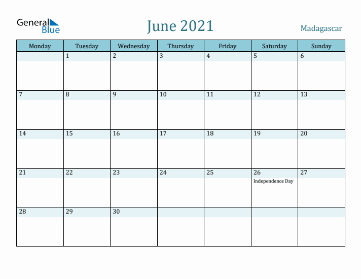 June 2021 Calendar with Holidays