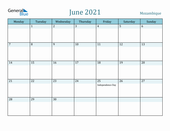 June 2021 Calendar with Holidays