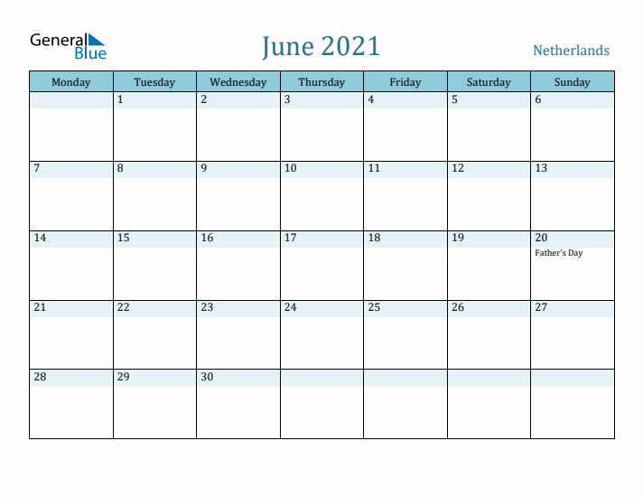 June 2021 Calendar with Holidays