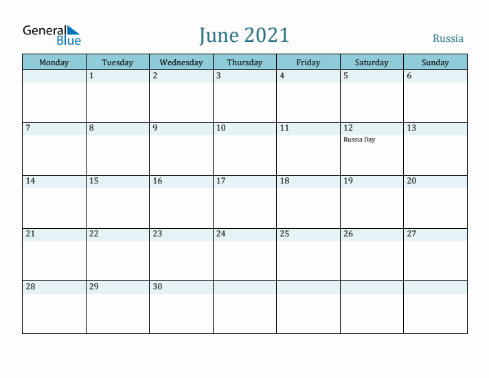 June 2021 Calendar with Holidays