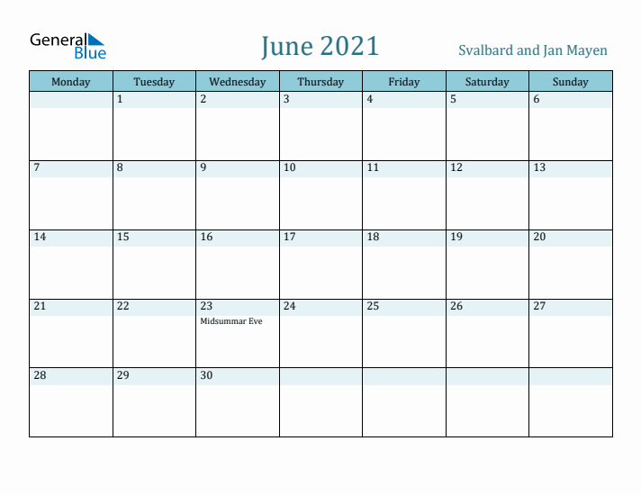 June 2021 Calendar with Holidays