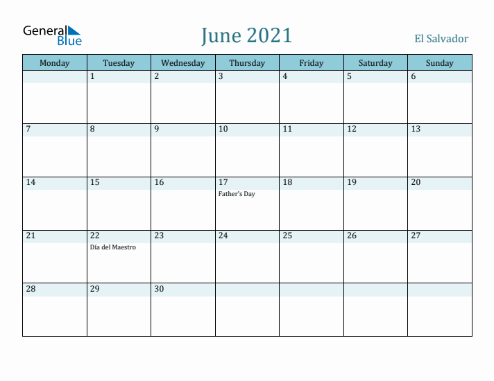 June 2021 Calendar with Holidays