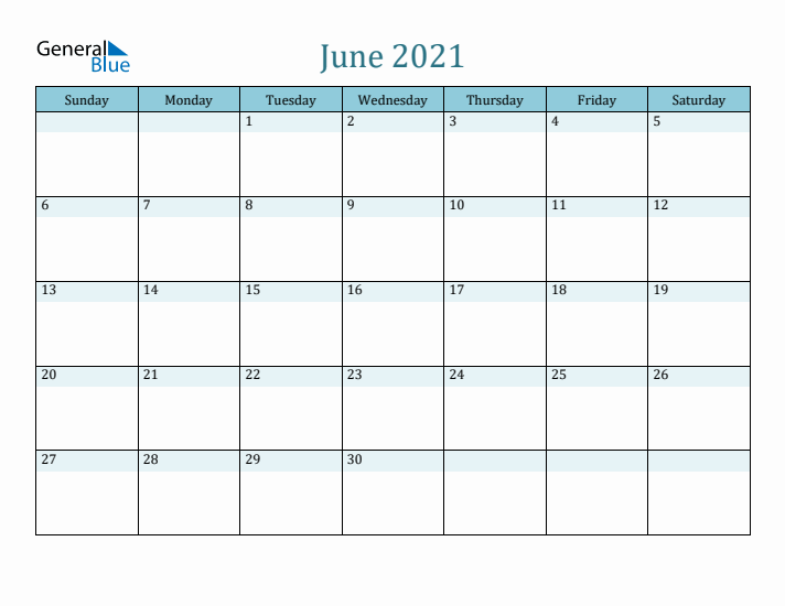 June 2021 Printable Calendar