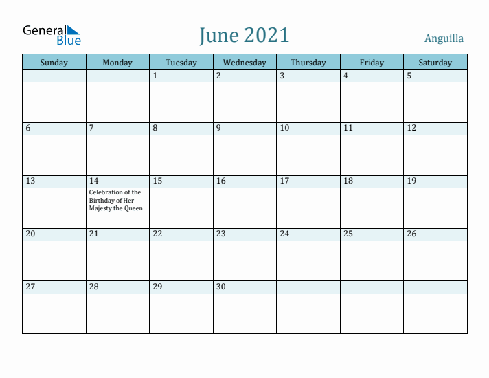 June 2021 Calendar with Holidays