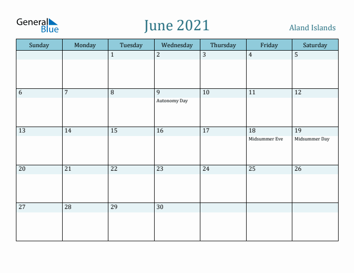 June 2021 Calendar with Holidays