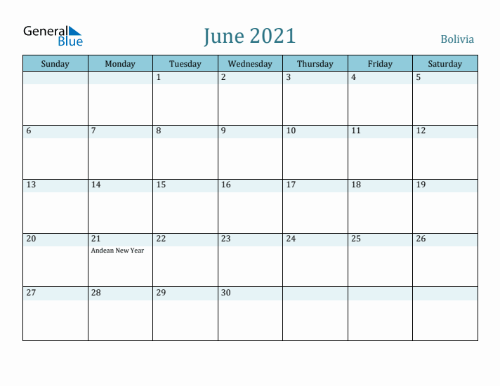 June 2021 Calendar with Holidays