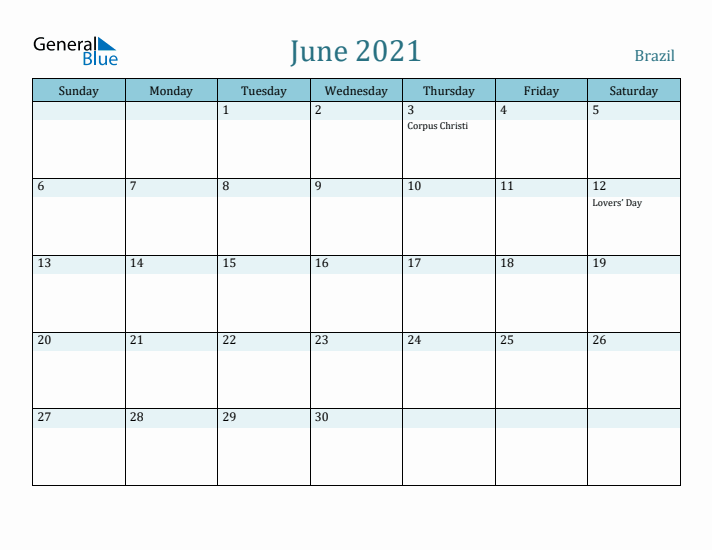 June 2021 Calendar with Holidays