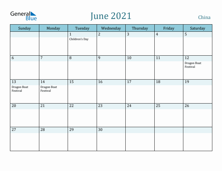 June 2021 Calendar with Holidays