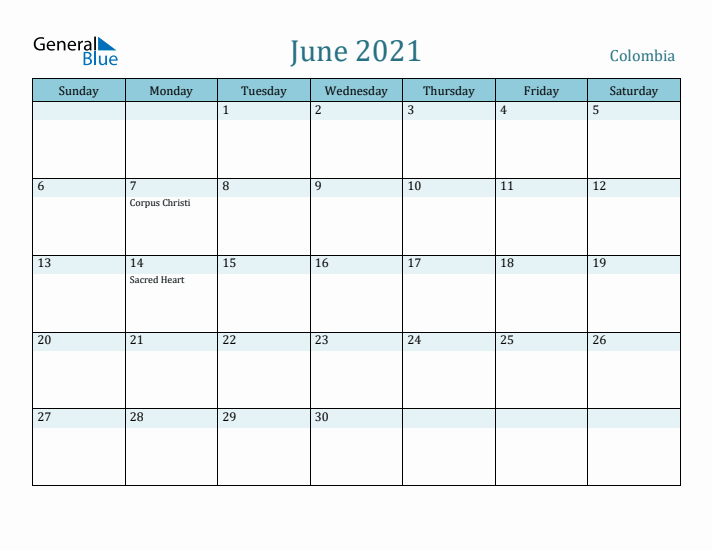 June 2021 Calendar with Holidays