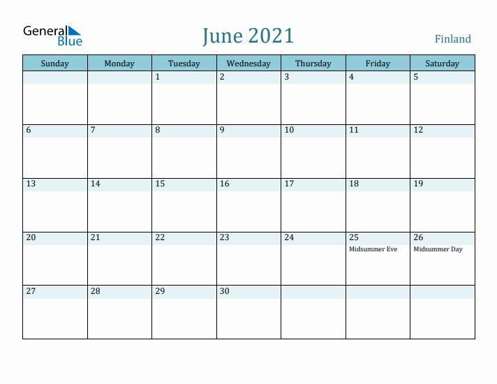 June 2021 Calendar with Holidays