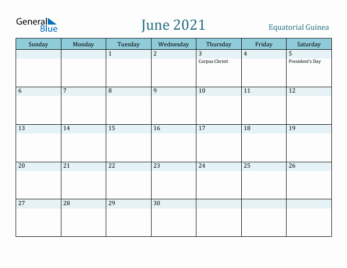 June 2021 Calendar with Holidays