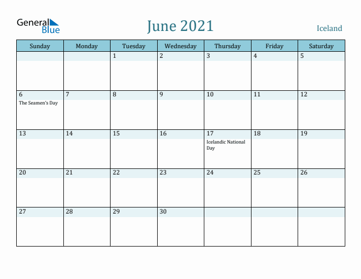 June 2021 Calendar with Holidays