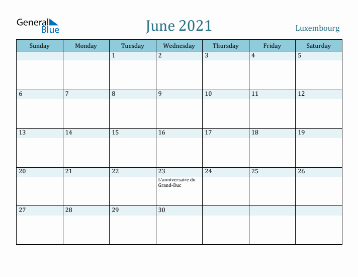 June 2021 Calendar with Holidays