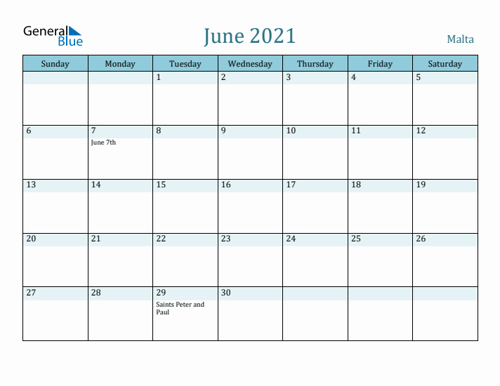 June 2021 Calendar with Holidays