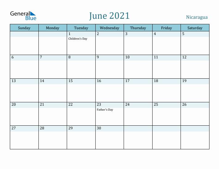 June 2021 Calendar with Holidays