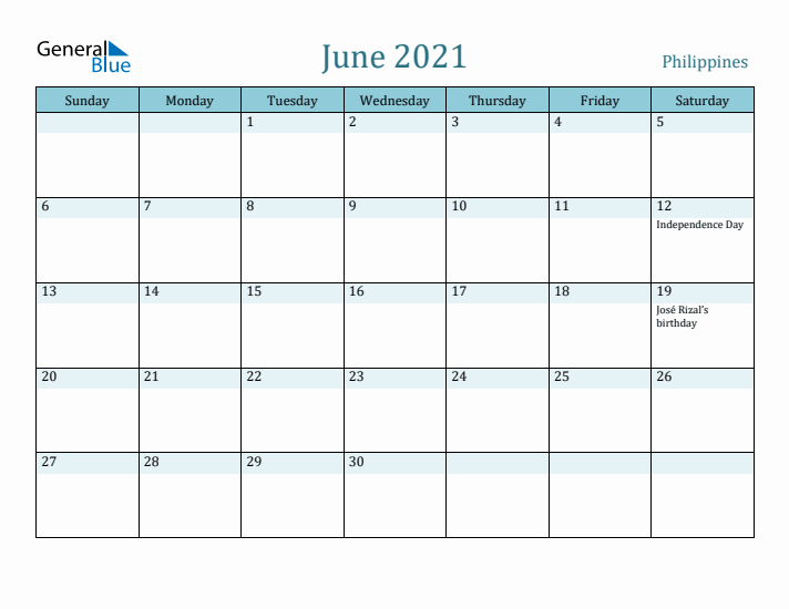 June 2021 Calendar with Holidays