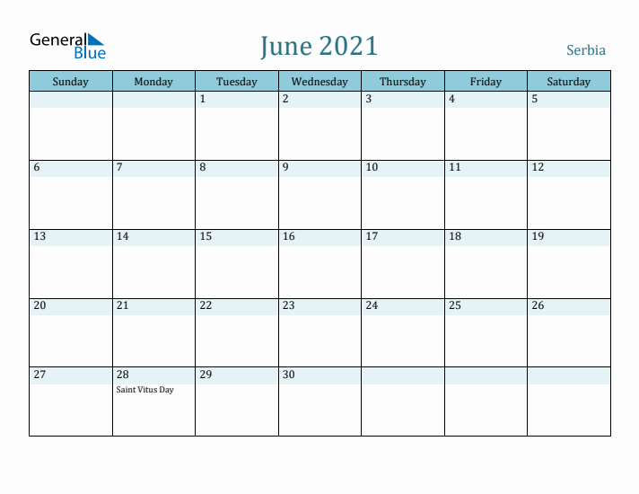 June 2021 Calendar with Holidays