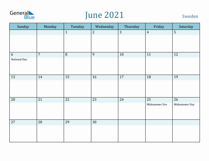 June 2021 Calendar with Holidays