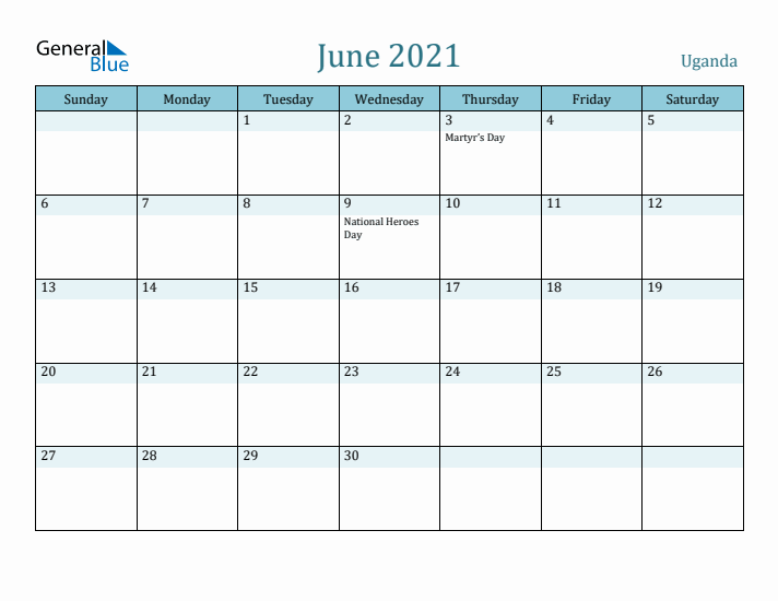 June 2021 Calendar with Holidays