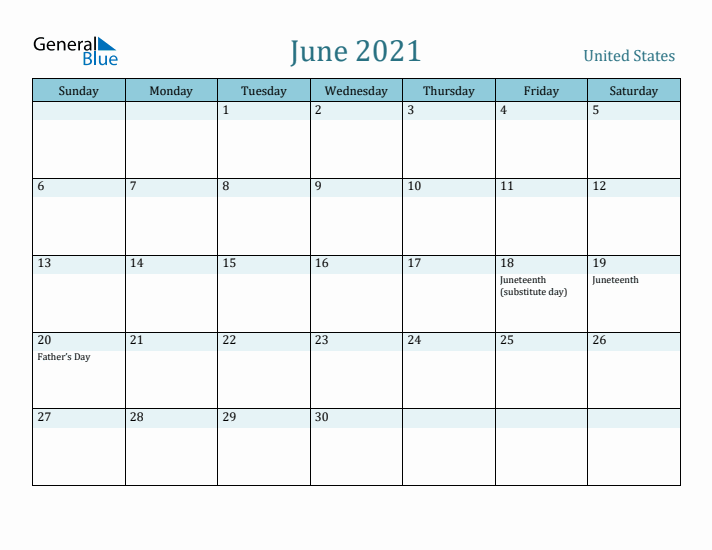 June 2021 Calendar with Holidays